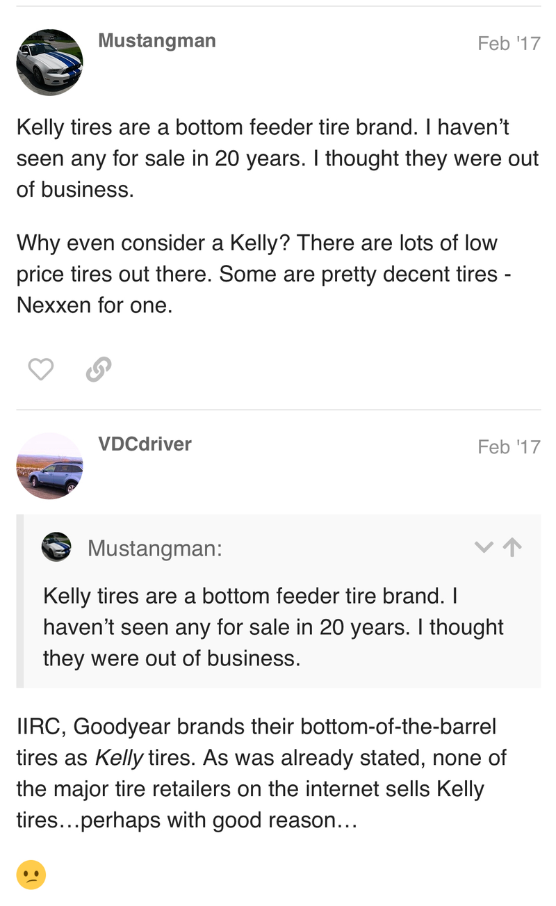 Illustration for article titled These are the worst tires I’ve ever owned. I’m pretty sure they’re the worst tires in the world. Also, tire opinions?